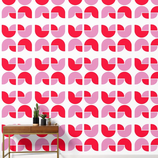 Muster geometrischer Tulips in Rosa und Rot Tapete (Korridor)