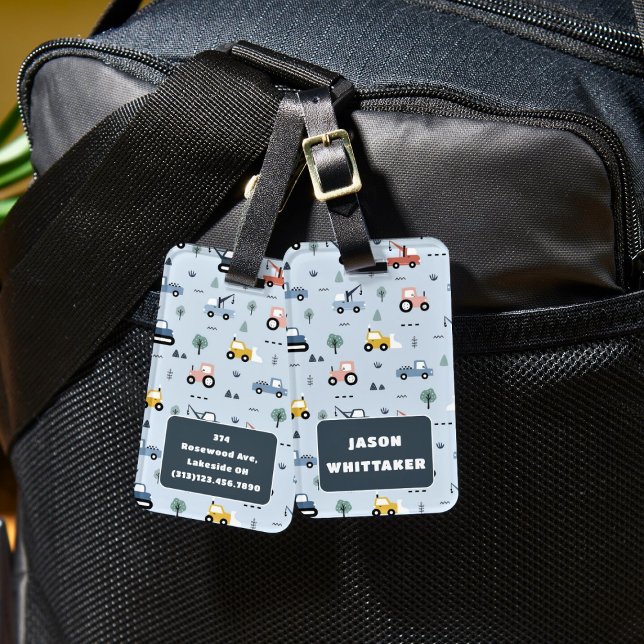 Muster-Gepäckmarke für niedliche Traktoren für Jun Gepäckanhänger (Cute Tractors Pattern Luggage Tag For Boys)