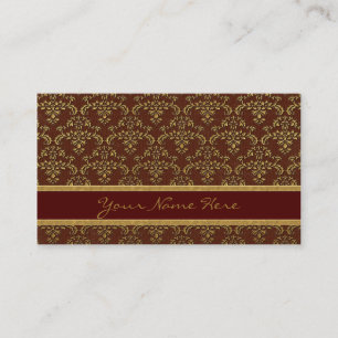 Muster Gold & Brown Damask Visitenkarte