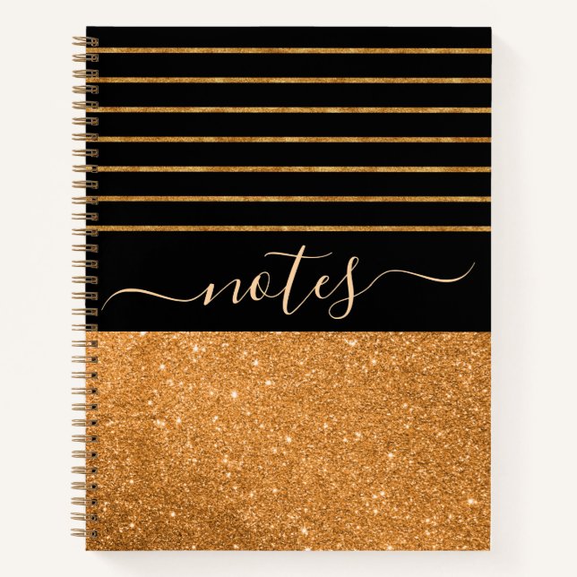 Muster gold-schwarze Streifen Notebook Notizbuch (Vorderseite)