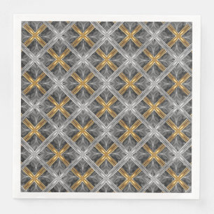 Muster Gold, Silber und Grau lackierte Diamanten Serviette