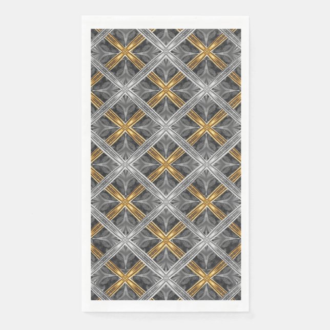 Muster Gold, Silber und Grau lackierte Diamanten Serviette (Vorderseite)