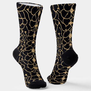 Muster Gold und Schwarze Linie Socken