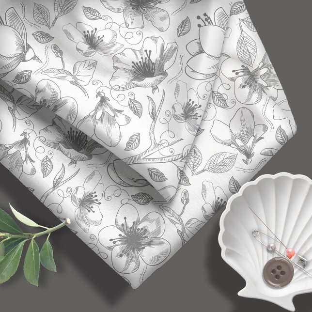 Muster Gray ID939 für gezeichnete Blumenmuster-Kon Stoff (Von Creator hochgeladen)