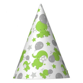 Muster grüner Elefanten, Niedliche Elefanten, Ster Partyhütchen