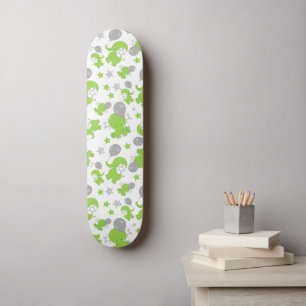 Muster grüner Elefanten, Niedliche Elefanten, Ster Skateboard