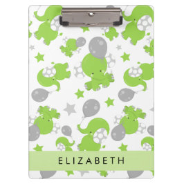 Muster grüner Elefanten, Sterne, Ihr Name Klemmbrett