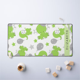 Muster grüner Elefanten, Sterne, Ihr Name Schreibtischunterlage