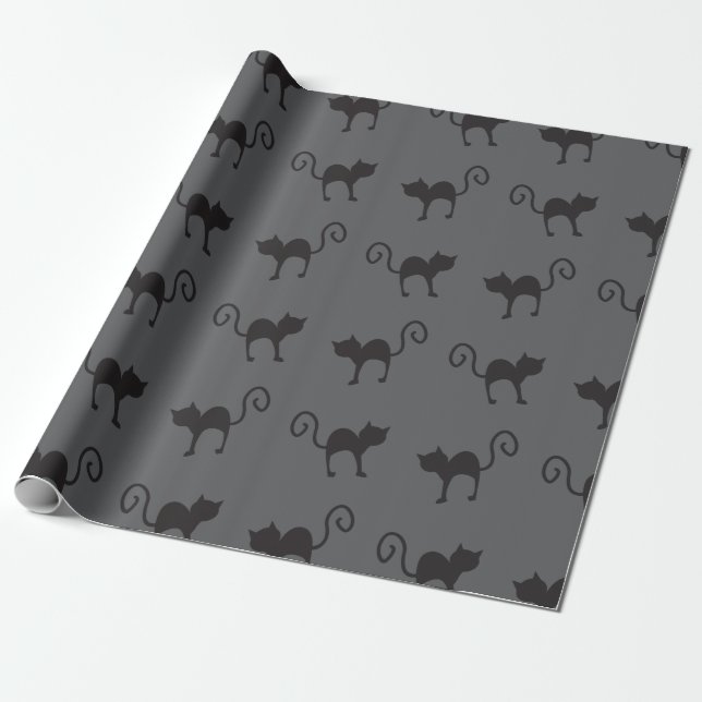 Muster Halloween der schwarzen Katzen Geschenkpapier (Ungerollt)