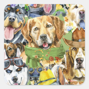 Muster Haustiere Hunde Leber Quadratischer Aufkleber
