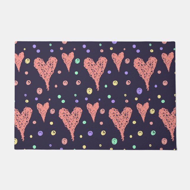 Muster Herz farbenfrohe Girly Moderne Niedlich Fußmatte (Vorderseite)