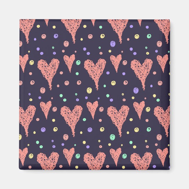 Muster Herz farbenfrohe Girly Moderne Niedlich Magnet (Vorne)