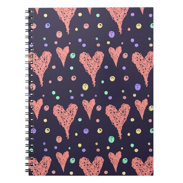 Muster Herz farbenfrohe Girly Moderne Niedlich    Notizblock (Vorderseite)