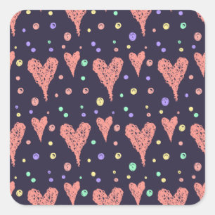 Muster Herz farbenfrohe Girly Moderne Niedlich Quadratischer Aufkleber