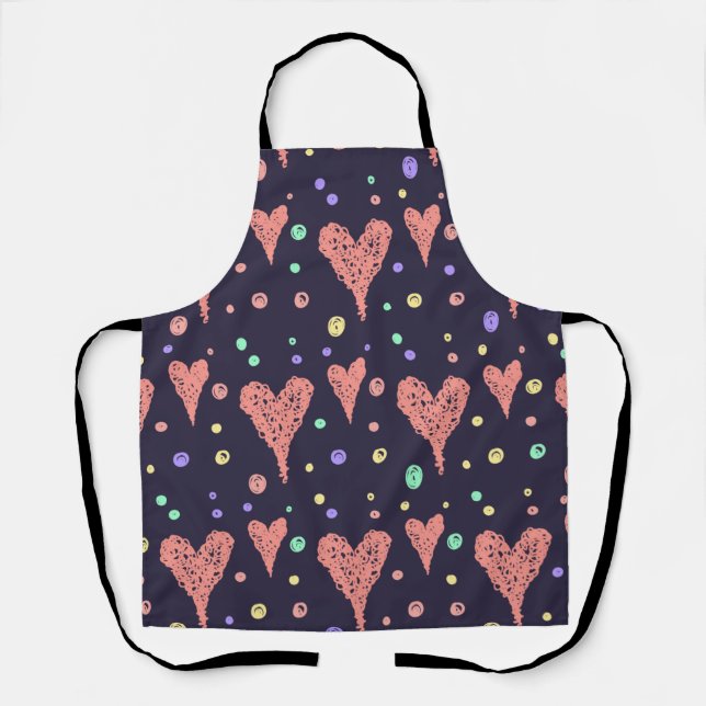 Muster Herz farbenfrohe Girly Moderne Niedlich Schürze (Vorderseite)