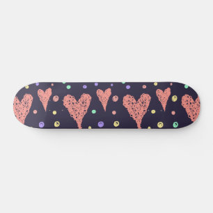 Muster Herz farbenfrohe Girly Moderne Niedlich Skateboard