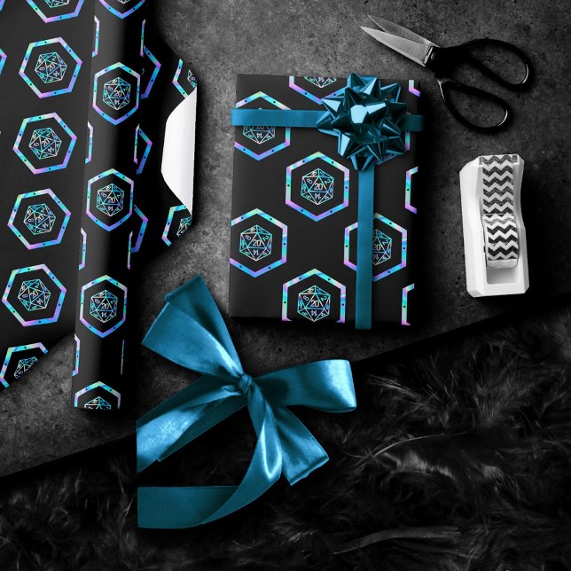 Muster Hologramm D20 | PnP Tabletop Gamer Dice Geschenkpapier (Von Creator hochgeladen)