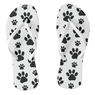 Muster, Hundeschrauben, Paw Prints, Schwarz und We Flip Flops