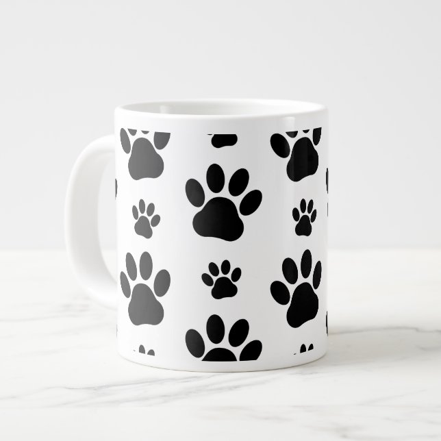 Muster, Hundeschrauben, Paw Prints, Schwarz und We Jumbo-Tasse (Vorderseite Links)