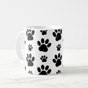 Muster, Hundeschrauben, Paw Prints, Schwarz und We Kaffeetasse