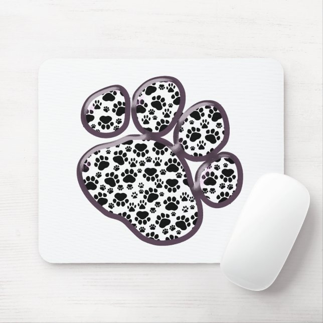 Muster, Hundeschrauben, Paw Prints, Schwarz und We Mousepad (Mit Mouse)
