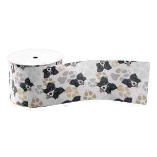 Muster-Hundetatzen-Border-Collie Ripsband