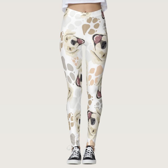 Muster-Hundetatzen-golden retriever Leggings (Vorderseite)