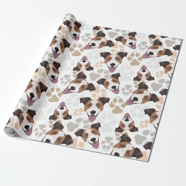 Muster-Hundetatzen-Jack-Russell-Terrier Geschenkpapier (Ungerollt)