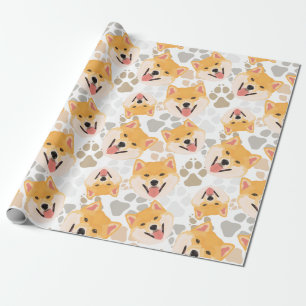 Muster-Hundetatzen Shiba Inu Geschenkpapier