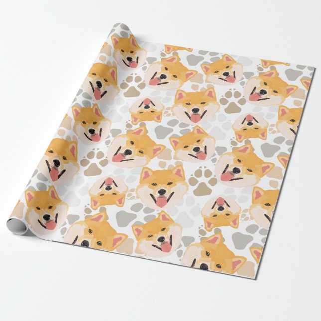 Muster-Hundetatzen Shiba Inu Geschenkpapier (Ungerollt)