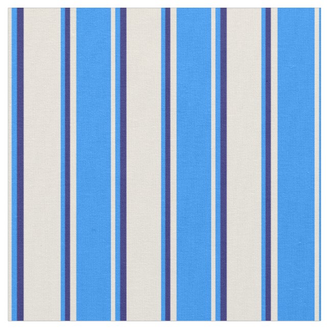 Muster in Beige, Blau und Midnight Blue Stripes Stoff (Nahaufnahme)