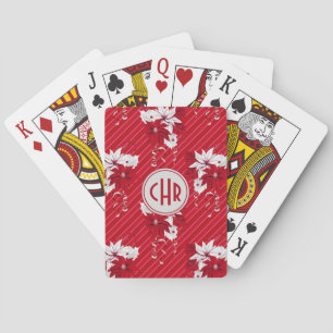 Muster in den Farben Rot und Weiß Poinsettia Spielkarten