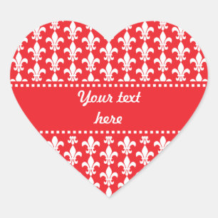 Muster in Rot-Weiß-Lilie Herz-Aufkleber