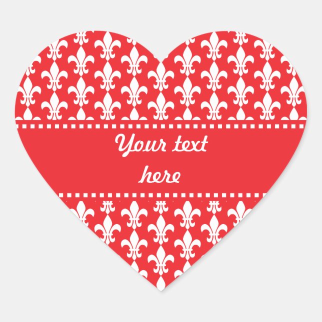 Muster in Rot-Weiß-Lilie Herz-Aufkleber (Vorderseite)