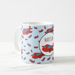 Muster-Individuelle Name für Red & Blue Airplane Kaffeetasse