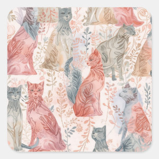 Muster Katzen Quadratischer Aufkleber