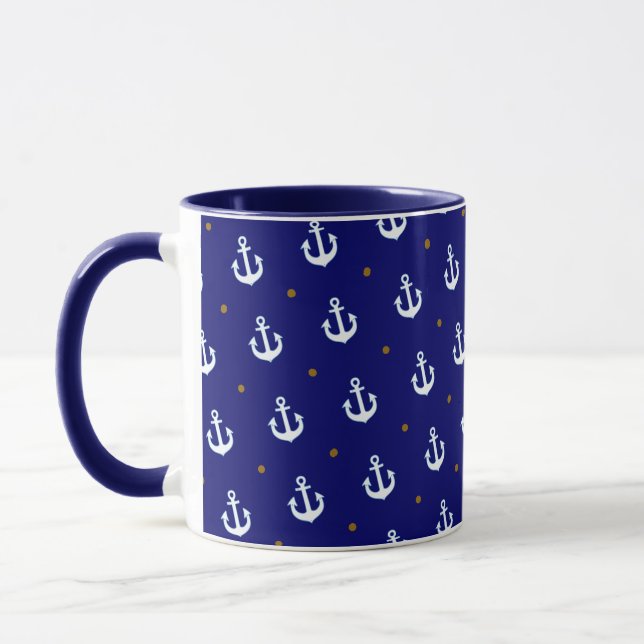 Muster kleiner weißer Anker Tasse (Links)
