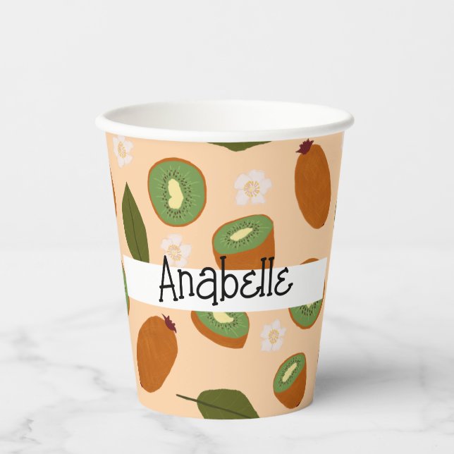 Muster-Kollektion für Obstkörbe - Kiwi Pappbecher (Vorderseite)