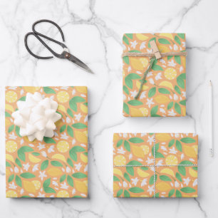 Muster-Kollektion für Obstkörbe - Lemon Geschenkpapier Set