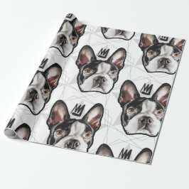 Muster König-Boston Terrier Geschenkpapier