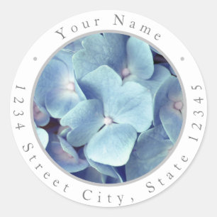 Muster-Labels für weichblaues Hydrangea Runder Aufkleber