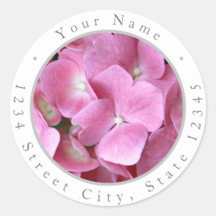 Muster-Labels für weichrosa Hydrangea Runder Aufkleber