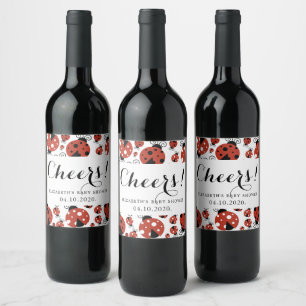 Muster Ladybugs, rote Ladybugs, Babydusche Weinetikett