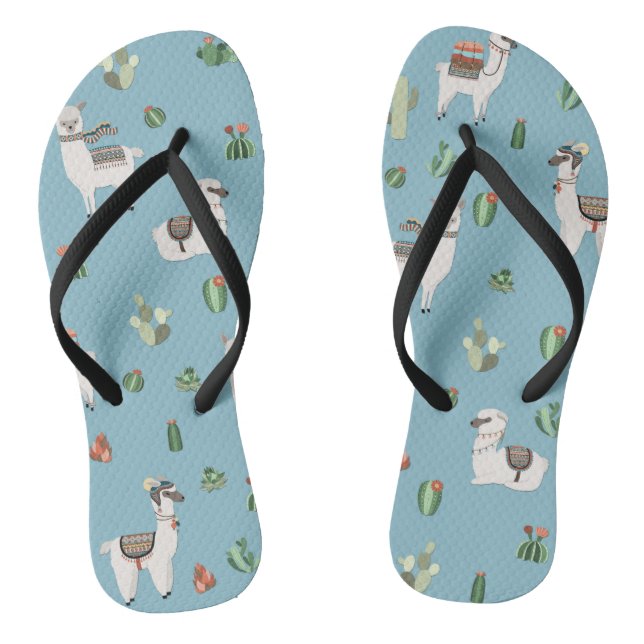 Muster Lama und Kakteen Flip Flops (Fußbett)