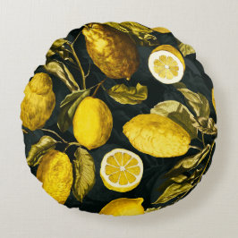Muster Lemon und Leaf V Rundes Kissen