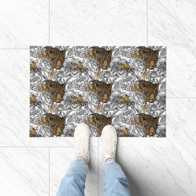 Muster Leopard & Peonies Fußmatte (Indoor)