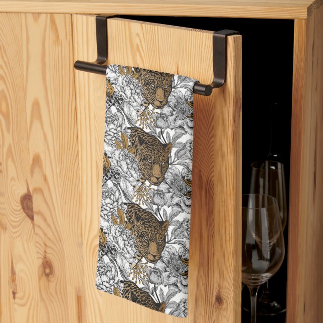 Muster Leopard & Peonies Geschirrtuch (Drittel gefaltet)
