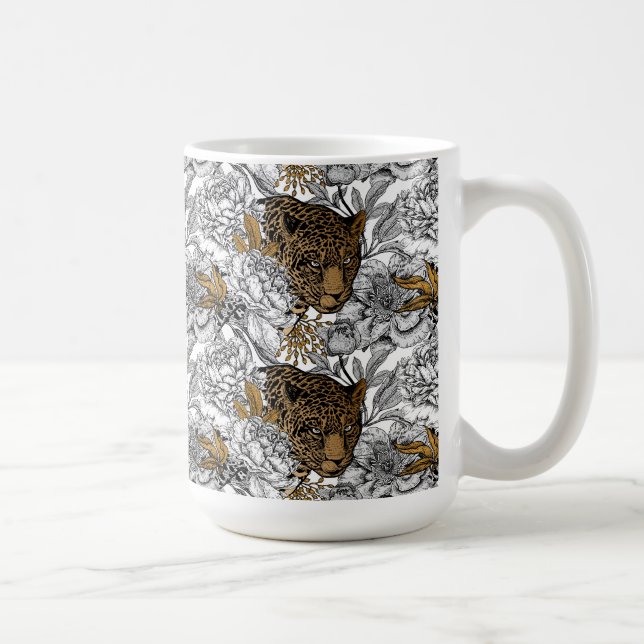 Muster Leopard & Peonies Kaffeetasse (Rechts)