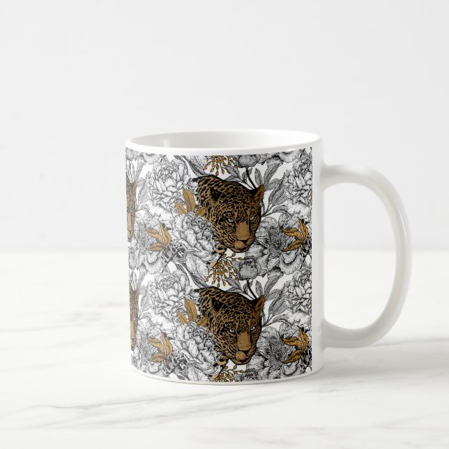 Muster Leopard & Peonies Kaffeetasse (Rechts)