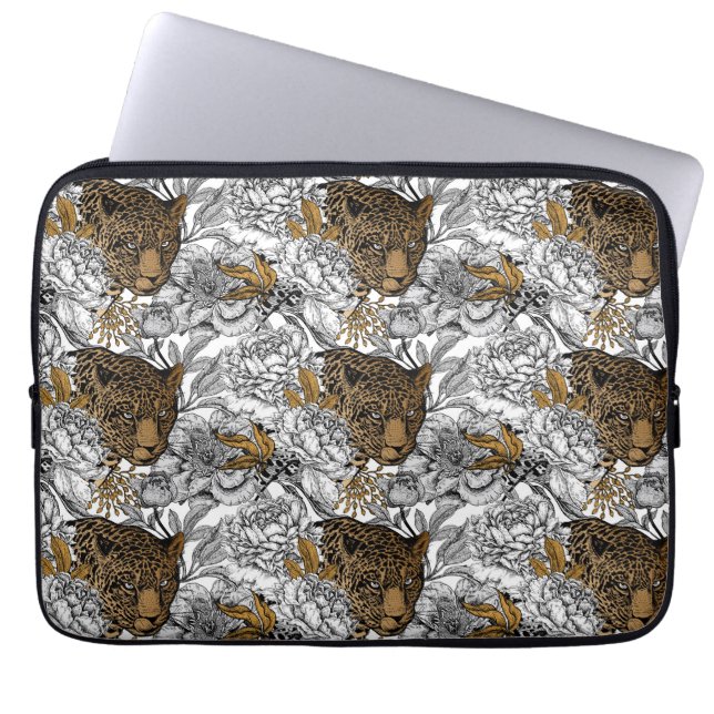 Muster Leopard & Peonies Laptopschutzhülle (Vorderseite)